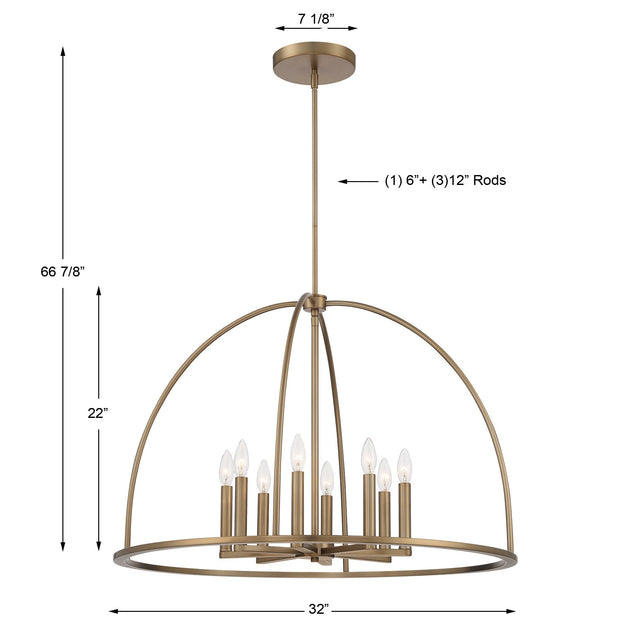 Abbott 8 Light Black Chandelier ABB-3008-BK