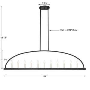 Abbott 11 Light Black Linear Chandelier ABB-3009-BK