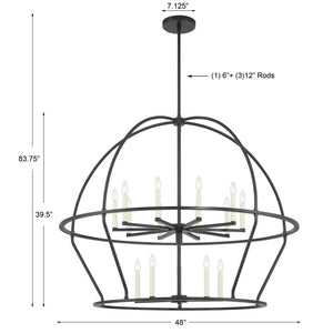 Abbott 15 Light Black Chandelier ABB-3029-BK