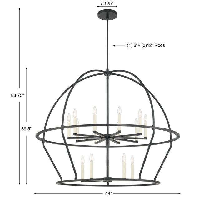 Abbott 15 Light Black Chandelier ABB-3029-BK