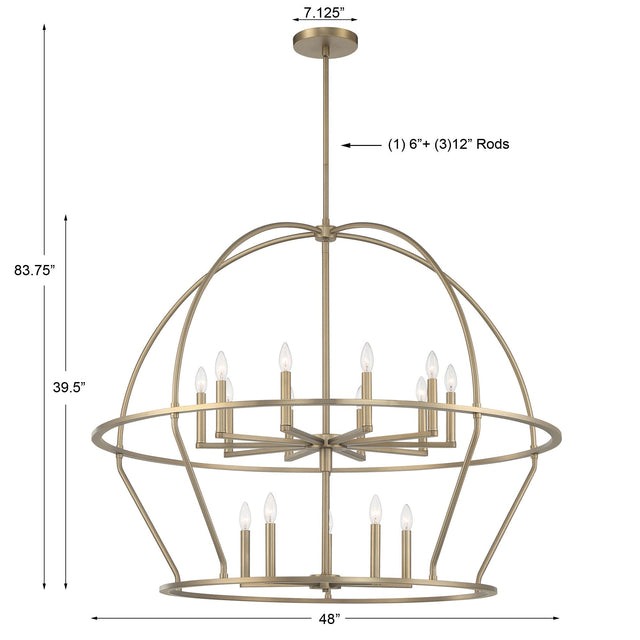 Abbott 15 Light Black Chandelier ABB-3029-BK