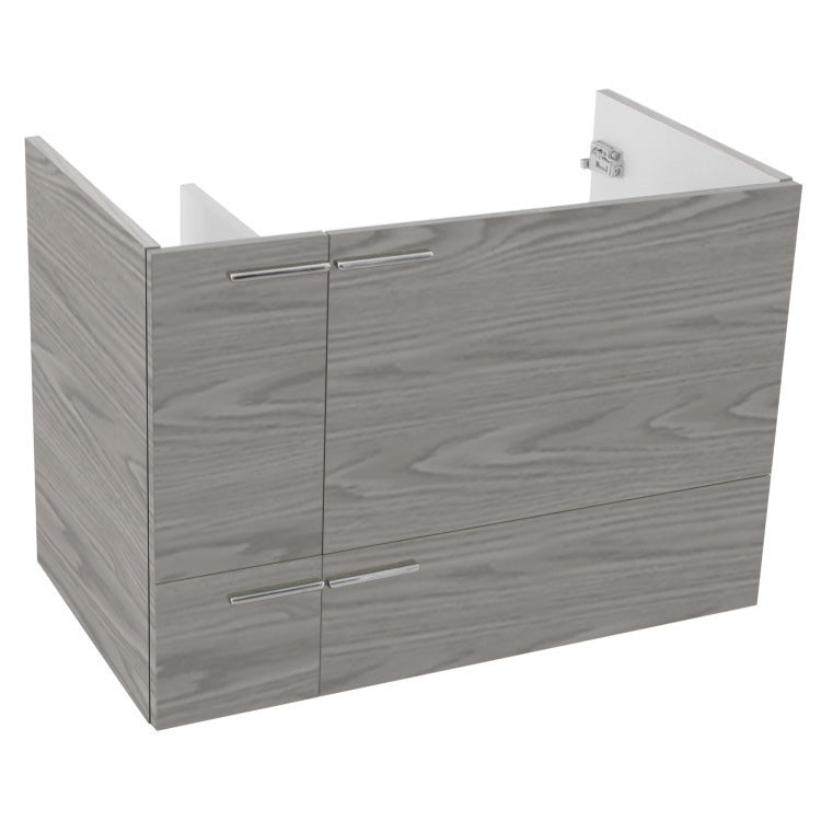 31 Inch Wall Mount Grey Walnut Bathroom Vanity Cabinet