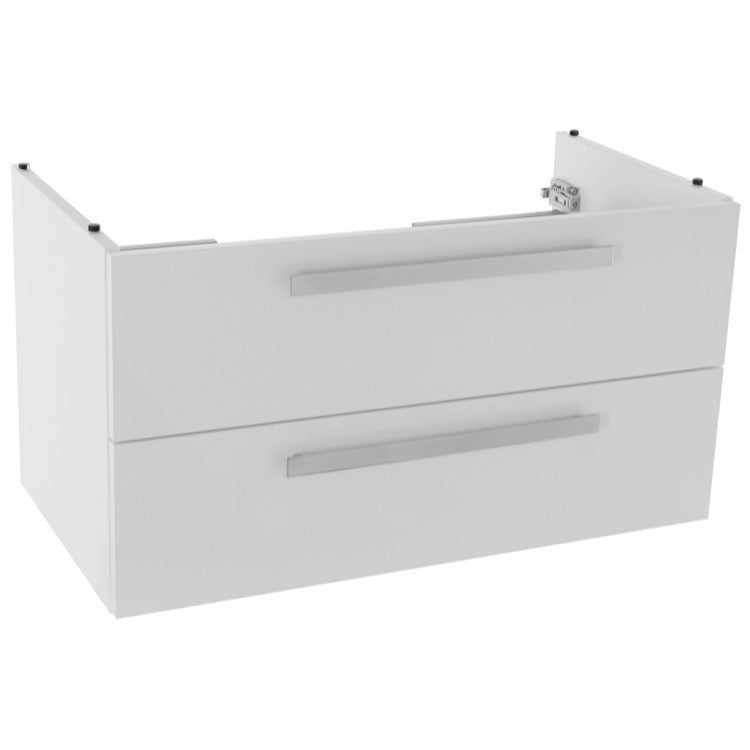 33 Inch Wall Mount Glossy White Bathroom Vanity Cabinet