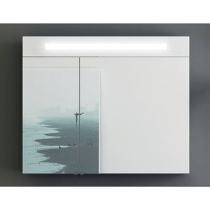 35 Inch Medicine Cabinet with 2 Doors and Neon Light