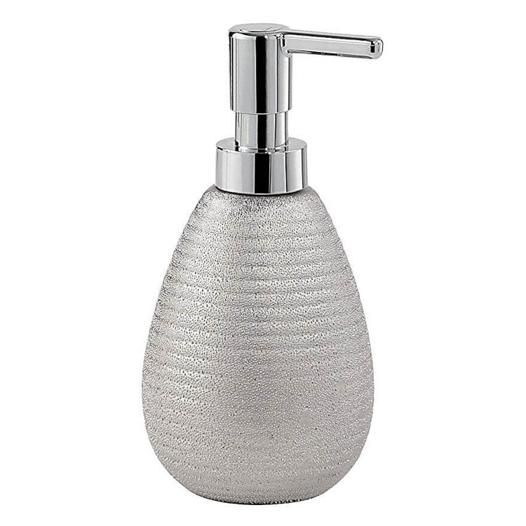 Soap Dispenser, Silver, Made From Pottery