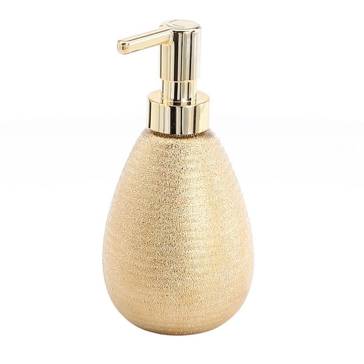 Soap Dispenser, Gold, Made From Pottery