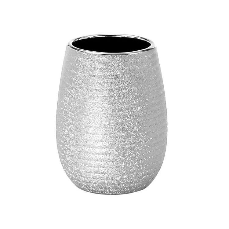 Silver Finish Toothbrush Holder Made From Pottery