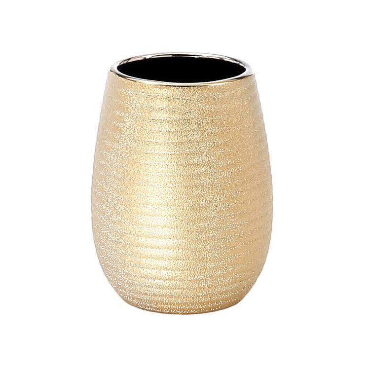 Gold Finish Toothbrush Holder Made From Pottery