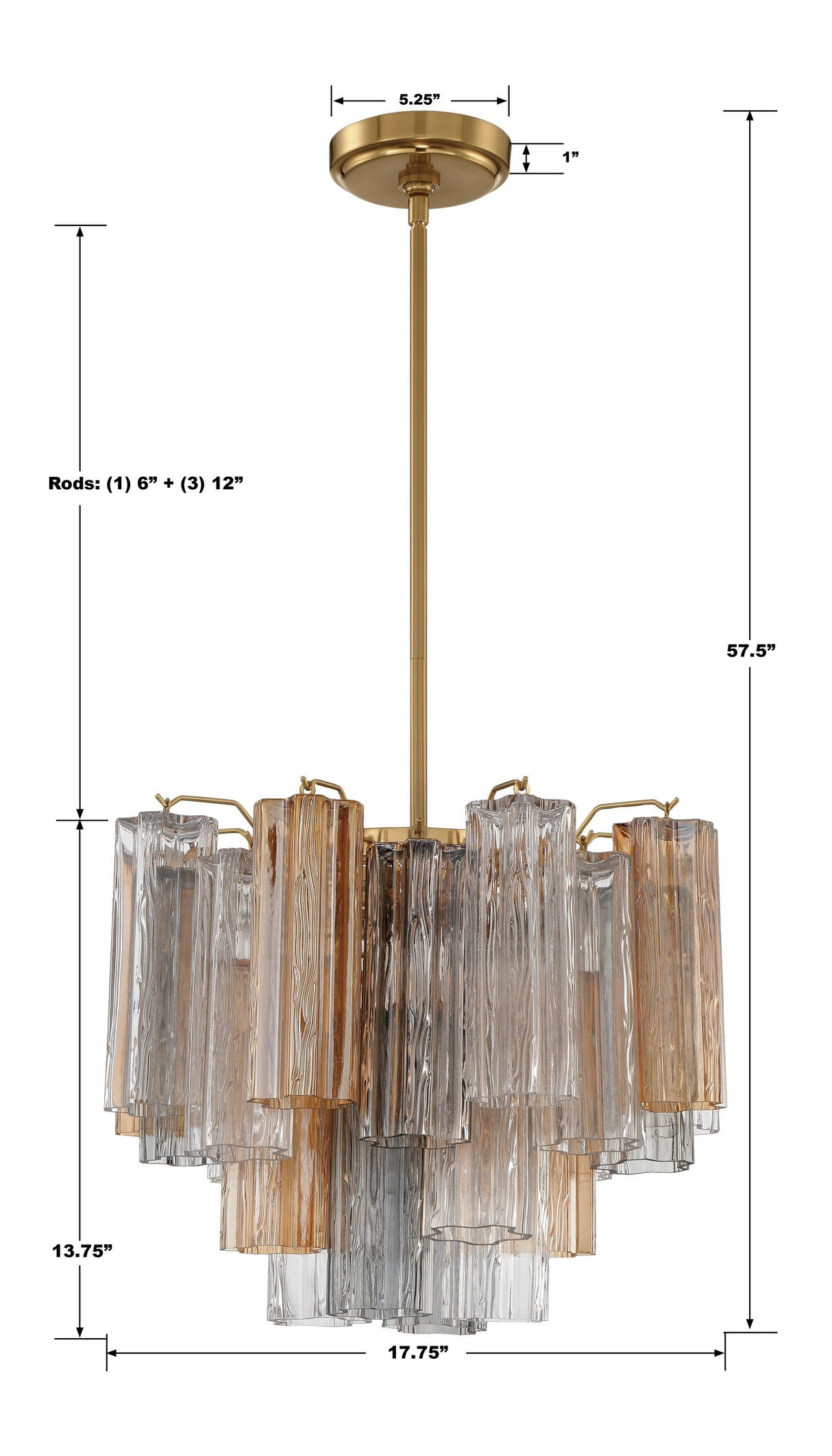 Addis 4 Light Aged Brass Chandelier ADD-300-AG-AM