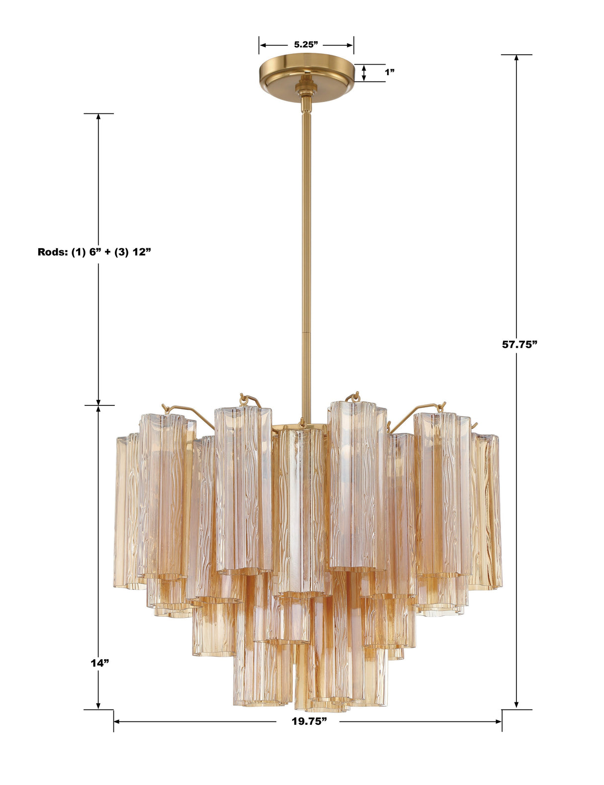 Addis 6 Light Aged Brass Chandelier ADD-306-AG-AM