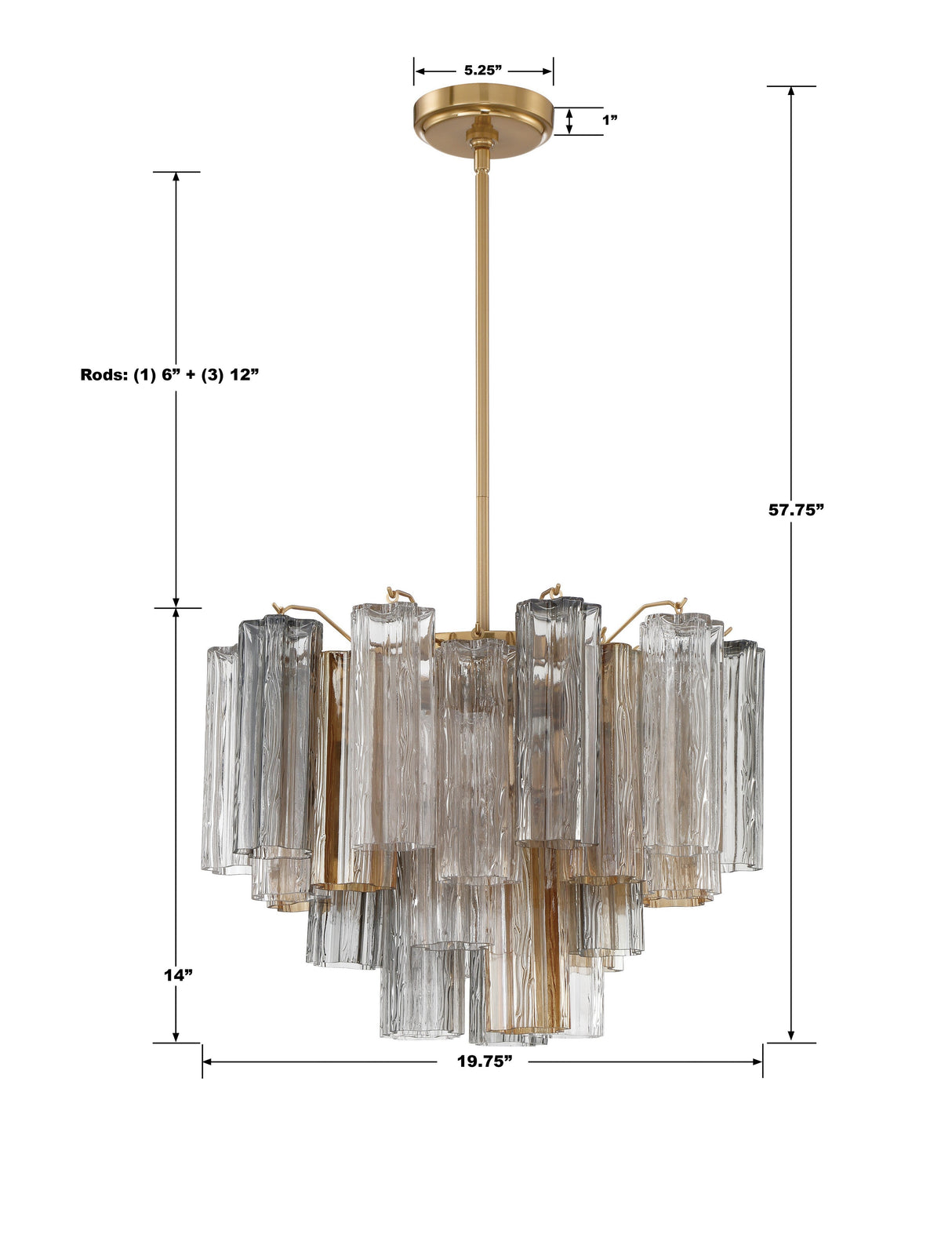 Addis 6 Light Aged Brass Chandelier ADD-306-AG-AM