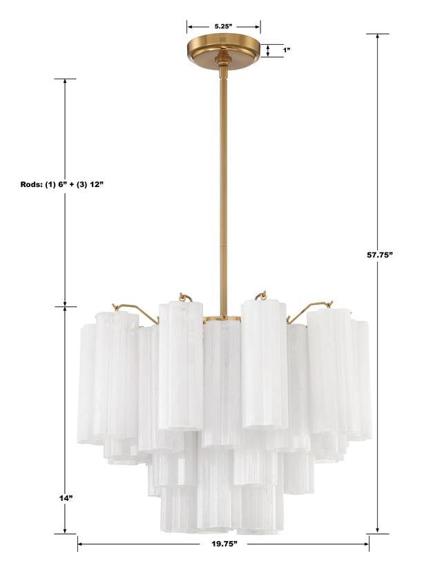 Addis 6 Light Aged Brass Chandelier ADD-306-AG-WH