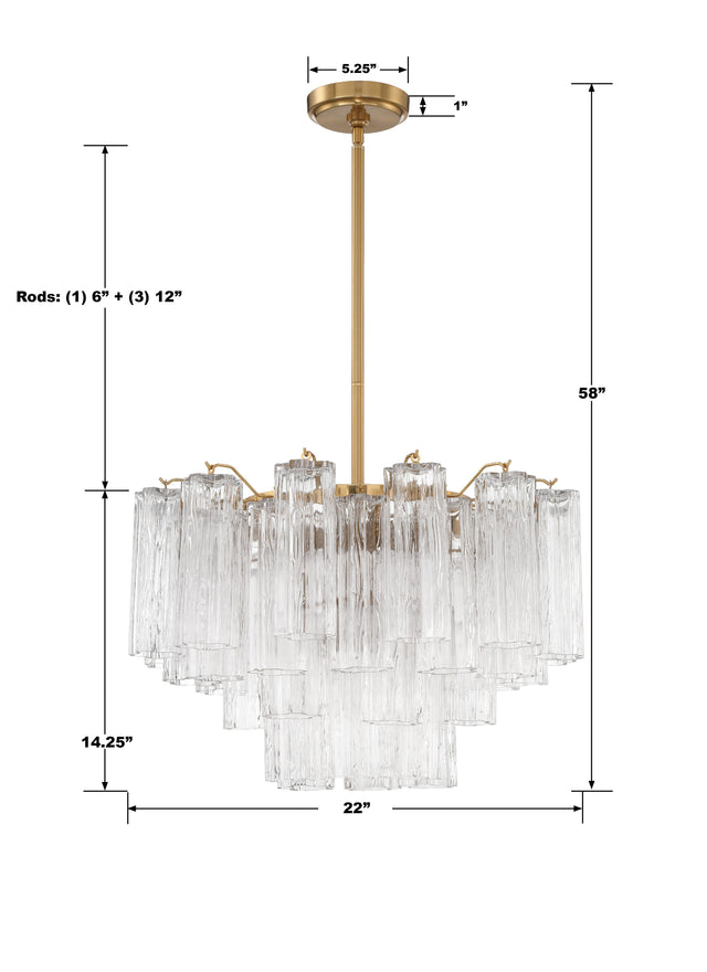 Addis 9 Light Aged Brass Chandelier ADD-308-AG-AM