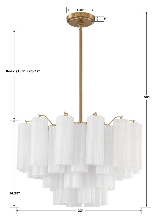 Addis 9 Light Aged Brass Chandelier ADD-308-AG-WH
