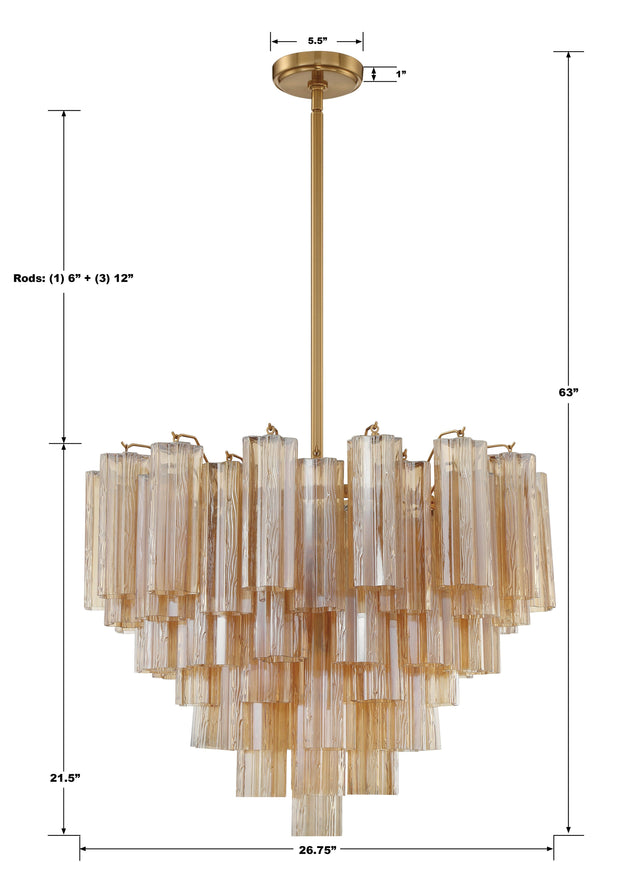 Addis 12 Light Aged Brass Chandelier ADD-312-AG-AM
