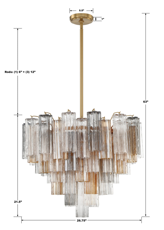 Addis 12 Light Aged Brass Chandelier ADD-312-AG-AM