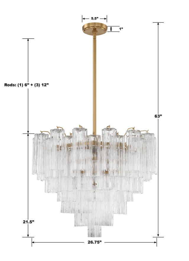 Addis 12 Light Aged Brass Chandelier ADD-312-AG-AM