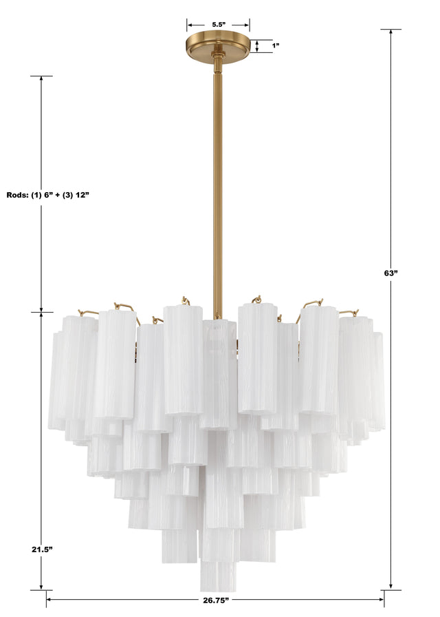 Addis 12 Light Aged Brass Chandelier ADD-312-AG-WH