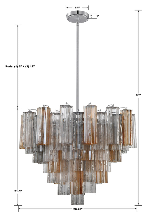 Addis 12 Light Aged Brass Chandelier ADD-312-AG-AM