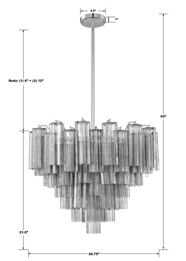 Addis 12 Light Aged Brass Chandelier ADD-312-AG-AM