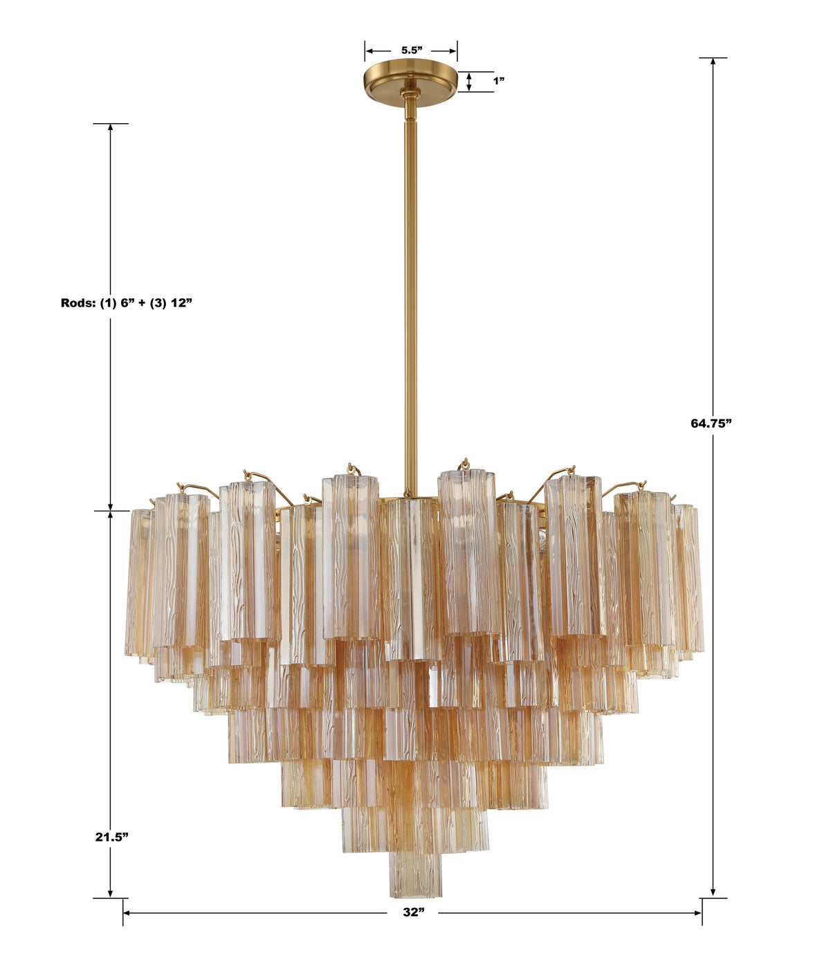 Addis 16 Light Aged Brass Chandelier ADD-316-AG-AM