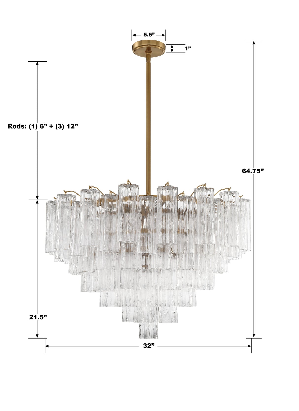 Addis 16 Light Aged Brass Chandelier ADD-316-AG-AM