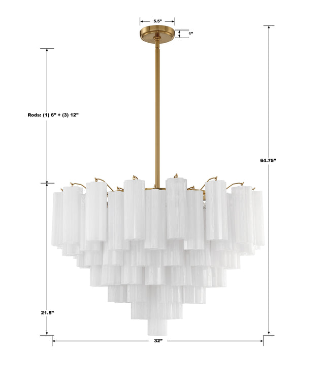 Addis 16 Light Aged Brass Chandelier ADD-316-AG-WH