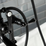 Aqua Vintage AE103T0 Three-Handle 2-Hole Deck Mount Clawfoot Tub Faucet with Hand Shower, Matte Black