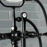 Aqua Vintage AE103T0 Three-Handle 2-Hole Deck Mount Clawfoot Tub Faucet with Hand Shower, Matte Black