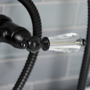 Wilshire AE103T0WLL Three-Handle 2-Hole Deck Mount Clawfoot Tub Faucet with Hand Shower, Matte Black