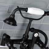 Wilshire AE103T0WLL Three-Handle 2-Hole Deck Mount Clawfoot Tub Faucet with Hand Shower, Matte Black