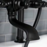 Wilshire AE103T0WLL Three-Handle 2-Hole Deck Mount Clawfoot Tub Faucet with Hand Shower, Matte Black