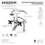 Duchess AE103T2PKX Three-Handle 2-Hole Deck Mount Clawfoot Tub Faucet with Hand Shower, Polished Brass