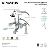 Celebrity AE103T2WCL Three-Handle 2-Hole Deck Mount Clawfoot Tub Faucet with Hand Shower, Polished Brass