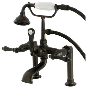 Aqua Vintage AE103T5 Three-Handle 2-Hole Deck Mount Clawfoot Tub Faucet with Hand Shower, Oil Rubbed Bronze