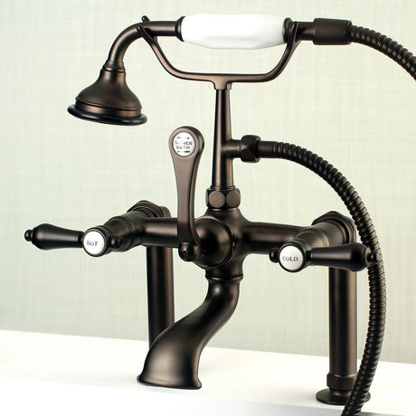 Heirloom AE103T5BAL Three-Handle 2-Hole Deck Mount Clawfoot Tub Faucet with Hand Shower, Oil Rubbed Bronze