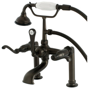Royale AE103T5FL Three-Handle 2-Hole Deck Mount Clawfoot Tub Faucet with Hand Shower, Oil Rubbed Bronze