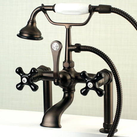 Duchess AE103T5PKX Three-Handle 2-Hole Deck Mount Clawfoot Tub Faucet with Hand Shower, Oil Rubbed Bronze