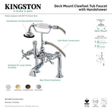 French Country AE103T5TX Three-Handle 2-Hole Deck Mount Clawfoot Tub Faucet with Hand Shower, Oil Rubbed Bronze