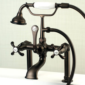 French Country AE103T5TX Three-Handle 2-Hole Deck Mount Clawfoot Tub Faucet with Hand Shower, Oil Rubbed Bronze
