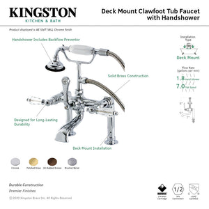 Wilshire AE103T5WLL Three-Handle 2-Hole Deck Mount Clawfoot Tub Faucet with Hand Shower, Oil Rubbed Bronze