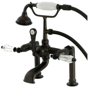 Wilshire AE103T5WLL Three-Handle 2-Hole Deck Mount Clawfoot Tub Faucet with Hand Shower, Oil Rubbed Bronze