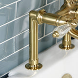 Wilshire AE103T7WLL Three-Handle 2-Hole Deck Mount Clawfoot Tub Faucet with Hand Shower, Brushed Brass