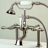 Aqua Vintage AE103T8 Three-Handle 2-Hole Deck Mount Clawfoot Tub Faucet with Hand Shower, Brushed Nickel