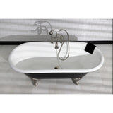 Aqua Vintage AE103T8 Three-Handle 2-Hole Deck Mount Clawfoot Tub Faucet with Hand Shower, Brushed Nickel