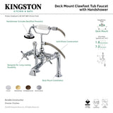 Essex AE103T8BEX Three-Handle 2-Hole Deck Mount Clawfoot Tub Faucet with Hand Shower, Brushed Nickel