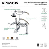 Royale AE103T8FL Three-Handle 2-Hole Deck Mount Clawfoot Tub Faucet with Hand Shower, Brushed Nickel