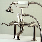 Royale AE103T8FL Three-Handle 2-Hole Deck Mount Clawfoot Tub Faucet with Hand Shower, Brushed Nickel