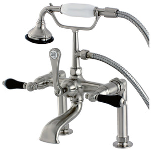 Duchess AE103T8PKL Three-Handle 2-Hole Deck Mount Clawfoot Tub Faucet with Hand Shower, Brushed Nickel