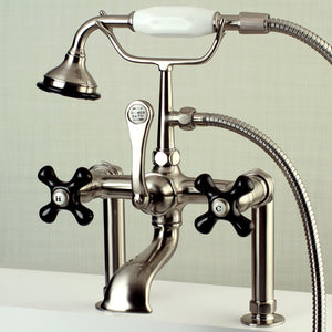 Duchess AE103T8PKX Three-Handle 2-Hole Deck Mount Clawfoot Tub Faucet with Hand Shower, Brushed Nickel